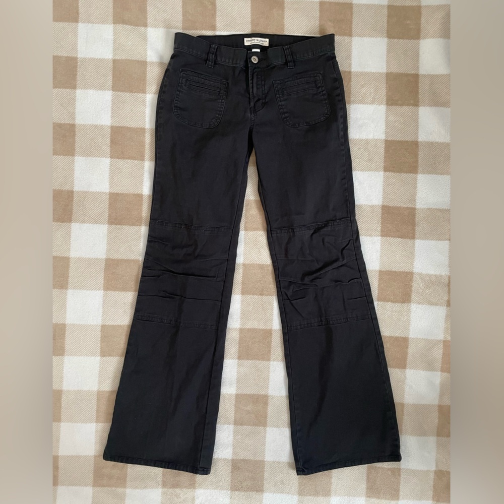 Tommy Hilfiger Vintage Y2K Jeans size 7 Black Utility Flare Pants front pockets